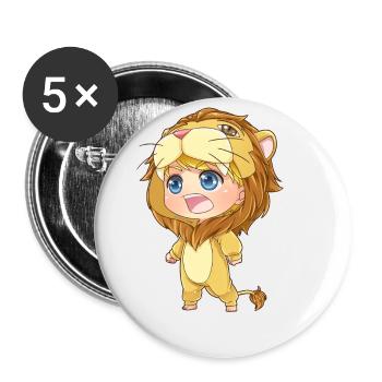 MOSBIES Löwen Horoskop Sternzeichen Löwe Geschenk - Buttons klein 25 mm (5er Pack) - Weiß - Vorne