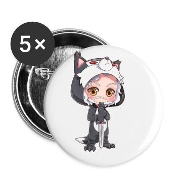 MOSBIES Schattenwolf Cosplay Schwert Geschenk - Buttons klein 25 mm (5er Pack) - Weiß - Vorne