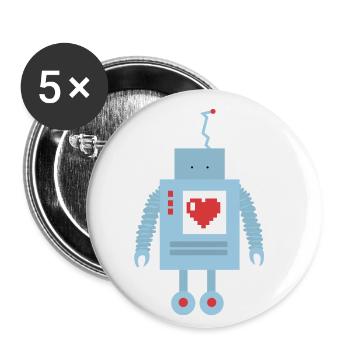Robot heart love - Buttons small 1''/25 mm (5-pack) - white - Front