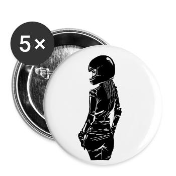 Motorrad Motorradfahrerin Sexy Biker Frau - Buttons klein 25 mm (5er Pack) - Weiß - Vorne