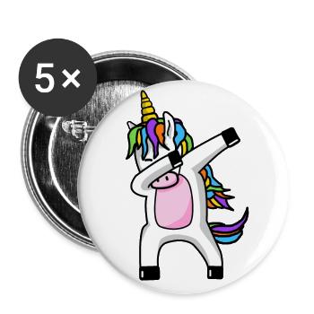 Dabbing Unicorn dabbendes Licorne Dab tendance - Lot de 5 petits badges (25 mm) - blanc - Devant