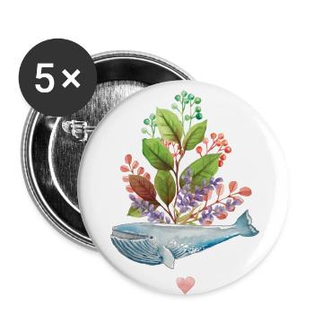 Blue whale - Buttons small 1''/25 mm (5-pack) - white - Front
