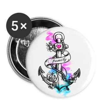 Der Anker heißt Familie - Buttons klein 25 mm (5er Pack) - Weiß - Vorne