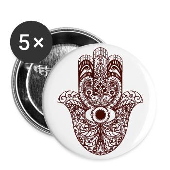 Hand of Fatima - Hamsa - Buttons small 1''/25 mm (5-pack) - white - Front