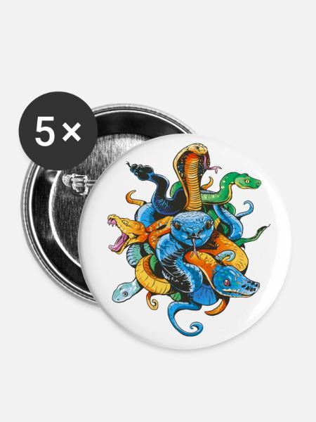 Schlangenbesitzer Reptilienpfleger Retro - Buttons klein 25 mm (5er Pack) - Weiß