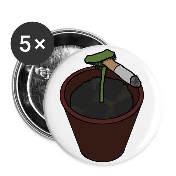 Piège à mouches de Vénus avec cigarette - Lot de 5 petits badges (25 mm) - blanc - Devant