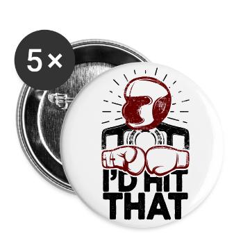I'd Hit That Funny Boxing Retro Boxer - Buttons small 1''/25 mm (5-pack) - white - Front