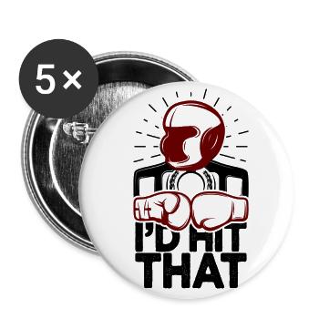 I'd Hit That Funny Boxing Retro Boxer - Buttons small 1''/25 mm (5-pack) - white - Front