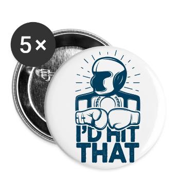 I'd Hit That Funny Boxing Retro Boxer - Buttons small 1''/25 mm (5-pack) - white - Front