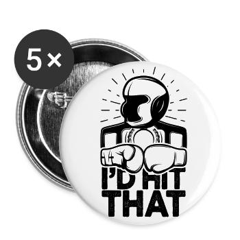I'd Hit That Funny Boxing Retro Boxer - Buttons small 1''/25 mm (5-pack) - white - Front