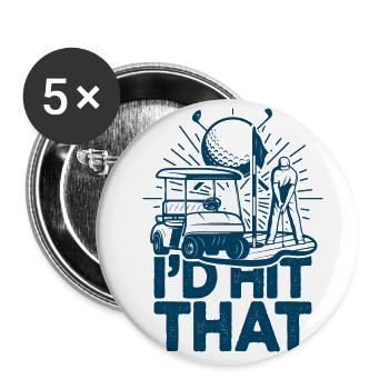 J’aurais frappé ce drôle de golf rétro golfeur - Lot de 5 petits badges (25 mm) - blanc - Devant