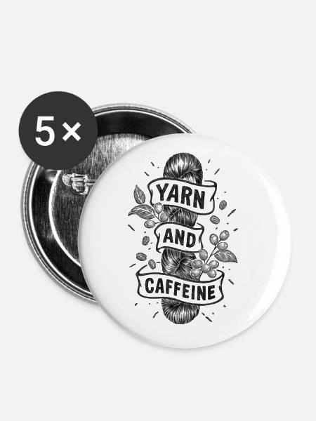 Yarn & Caffeine - Buttons klein 25 mm (5er Pack) - Weiß