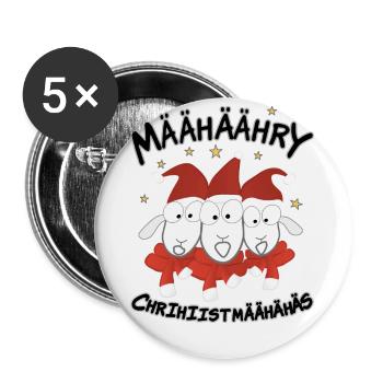 Merry Christmas Schafe - Buttons klein 25 mm (5er Pack) - Weiß - Vorne