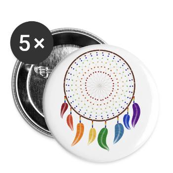 Traumfänger Regenbogen Chakra - Buttons klein 25 mm (5er Pack) - Weiß - Vorne