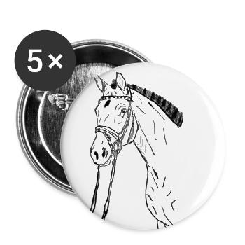Horse - Buttons small 1''/25 mm (5-pack) - white - Front
