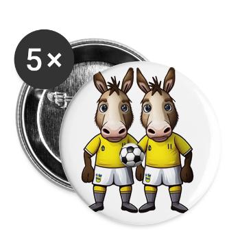 Donkey Playing Soccer Donkey Donkey Ball Sports - Buttons small 1''/25 mm (5-pack) - white - Front
