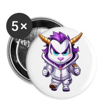 Grimmiges Einhorn Design - Mystische Magie - Buttons klein 25 mm (5er Pack) - Weiß - Vorne
