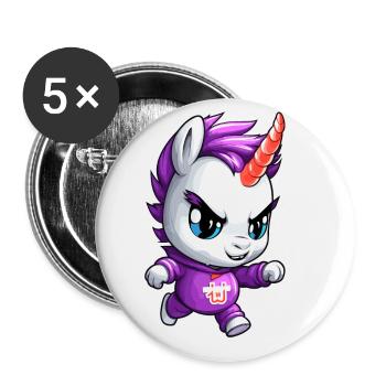 Grimmiges Einhorn Design - Mystische Magie - Buttons klein 25 mm (5er Pack) - Weiß - Vorne