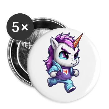 Grimmiges Einhorn Design - Mystische Magie - Buttons klein 25 mm (5er Pack) - Weiß - Vorne