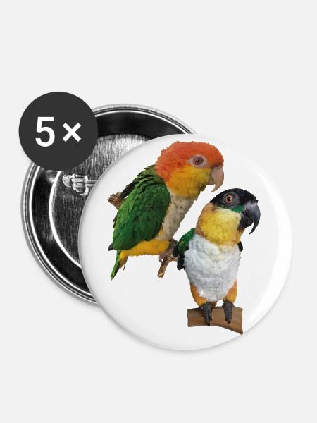 Der orangeköpfige Caique - Buttons klein 25 mm (5er Pack) - Weiß