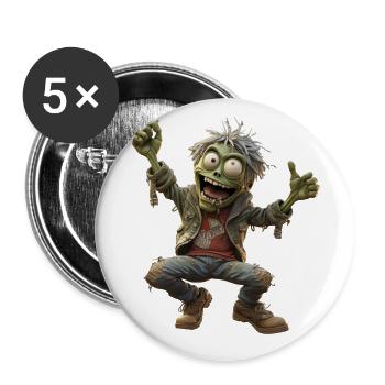 Marvin the green cheerful zombie - Buttons small 1''/25 mm (5-pack) - white - Front