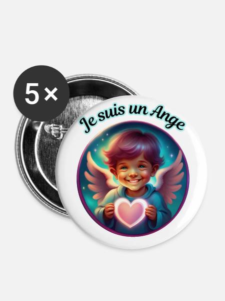 Ich bin ein Engel - Buttons klein 25 mm (5er Pack) - Weiß