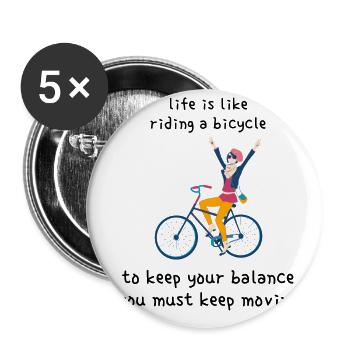 La vie, c’est comme faire du vélo : garder l’équilibre - Lot de 5 petits badges (25 mm) - blanc - Devant