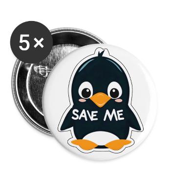 Ein entzückender Pinguin, den es zu retten gilt - Buttons klein 25 mm (5er Pack) - Weiß - Vorne