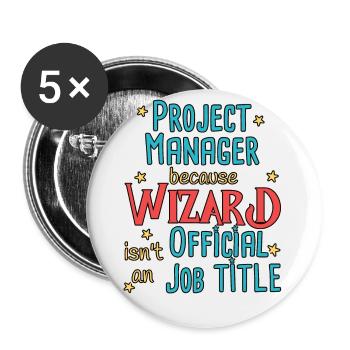 Assistant Chef de projet - Lot de 5 petits badges (25 mm) - blanc - Devant