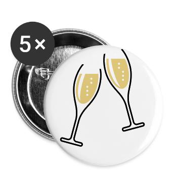 2 Glasses Of Sparkling Wine (Oval / Open / 2C) - Buttons small 1''/25 mm (5-pack) - white - Front