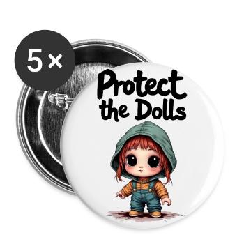 Protect the Dolls - Süße Botschaft - Buttons klein 25 mm (5er Pack) - Weiß - Vorne