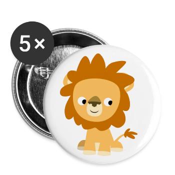 Niedlicher Neugieriger Löwe von Cheerful Madness!! - Buttons klein 25 mm (5er Pack) - Weiß - Vorne