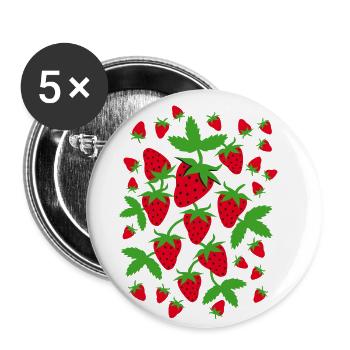 Fraises Fraises - Lot de 5 petits badges (25 mm) - blanc - Devant
