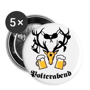 Hirsch Polterabend JGA Maß Bier Prost - Buttons klein 25 mm (5er Pack) - Weiß - Vorne