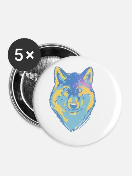 Stern-Wolf - Buttons klein 25 mm (5er Pack) - Weiß