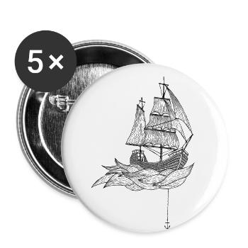 The ship - Buttons small 1''/25 mm (5-pack) - white - Front