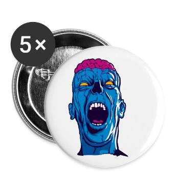 Zombie hurlant - Lot de 5 petits badges (25 mm) - blanc - Devant