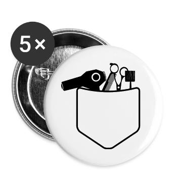 Hairdresser Hairdresser - Buttons small 1''/25 mm (5-pack) - white - Front