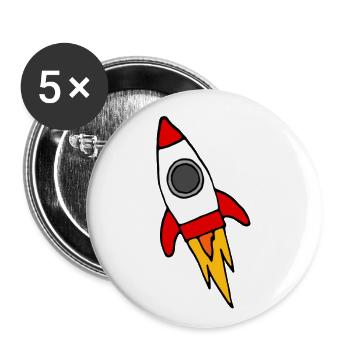 Rote Rakete - Buttons klein 25 mm (5er Pack) - Weiß - Vorne