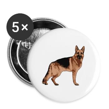 German shepherd dog - Buttons small 1''/25 mm (5-pack) - white - Front