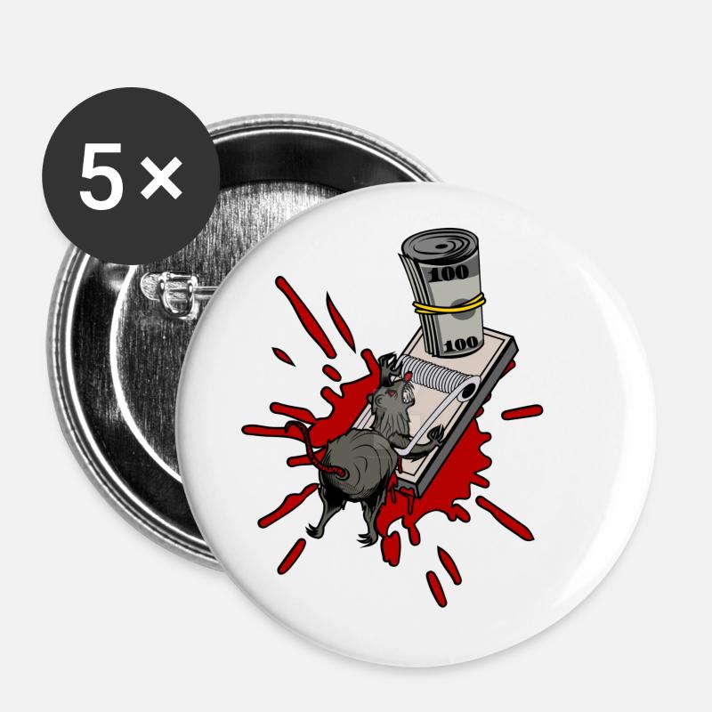 RAT TRAMP - Buttons klein 25 mm (5er Pack) - Weiß
