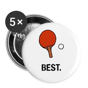 Tennis de table meilleur - Lot de 5 petits badges (25 mm) - blanc - Devant