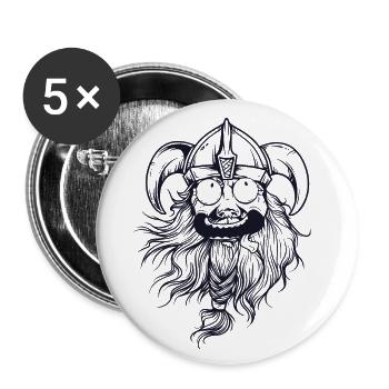Funny Viking Head Germanic Nordic saga gift - Buttons small 1''/25 mm (5-pack) - white - Front