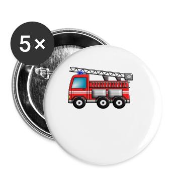 Feuerwehr Kinder Feuerwehrauto Feuerwehrmann - Buttons klein 25 mm (5er Pack) - Weiß - Vorne
