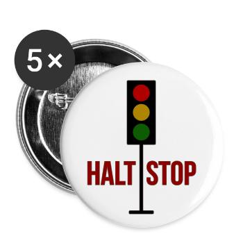 Ampel, Halt Stop! - Buttons klein 25 mm (5er Pack) - Weiß - Vorne