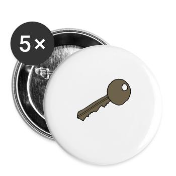 Clé, dessin animé, idée cadeau - Lot de 5 petits badges (25 mm) - blanc - Devant