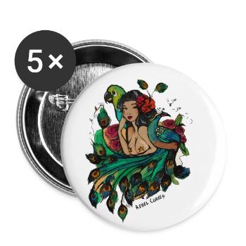 Tropical PinUp Girl - Buttons klein 25 mm (5er Pack) - Weiß - Vorne