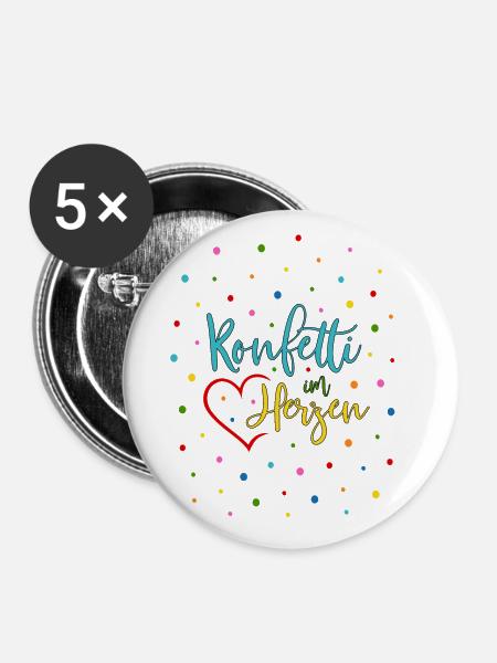 Konfetti im Herzen - Buttons klein 25 mm (5er Pack) - Weiß