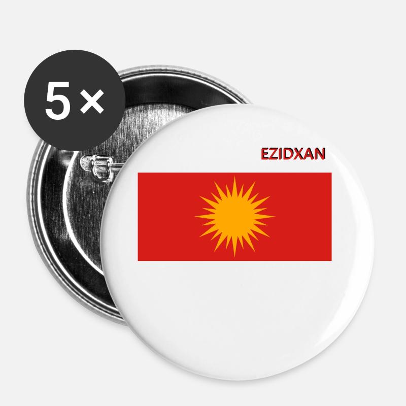 Drapeau ezidxan drapeau ezidi - Lot de 5 petits badges (25 mm) - blanc