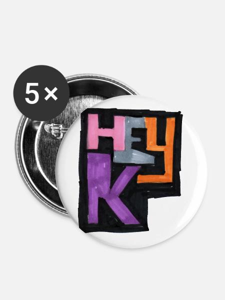 hey K Logo - Buttons klein 25 mm (5er Pack) - Weiß
